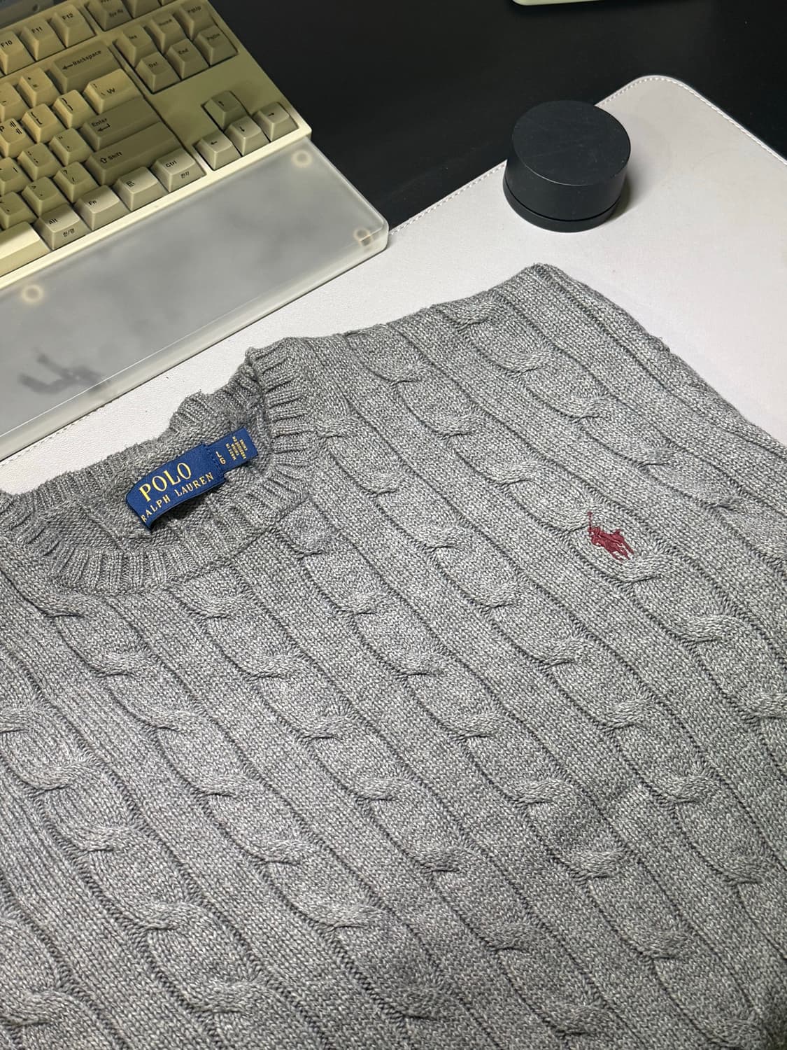 폴로 랄프로렌 케이블 니트 L 회색 상품이미지2