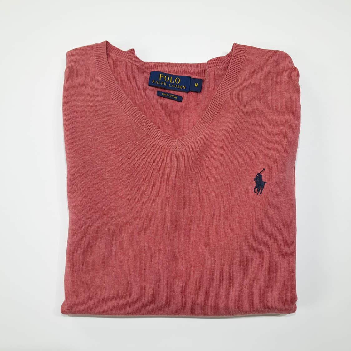 CL417 M 폴로 00s 피마코튼 브이넥 살몬핑크 니트 스웨터 상품이미지8