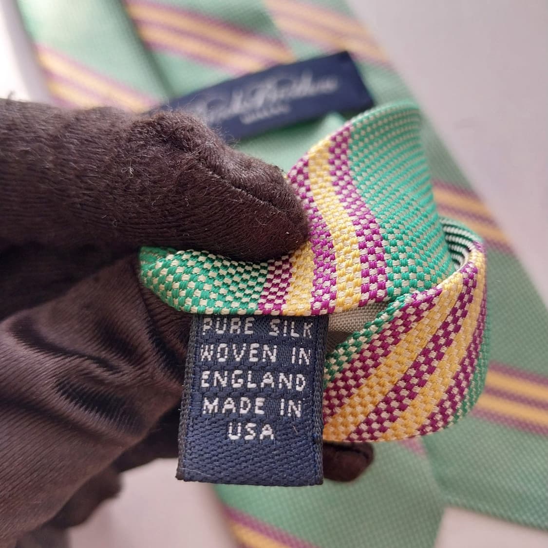 브룩스브라더스 실크 그린 스트라이프 넥타이 9.8cm A등급 K1819
 상품이미지10