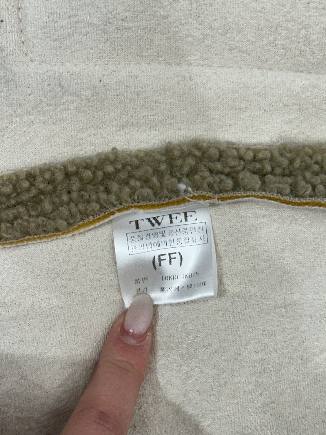 빈티지 커스텀 카키 베이지 후리스 뽀글이 후드 점퍼 F 상품이미지7