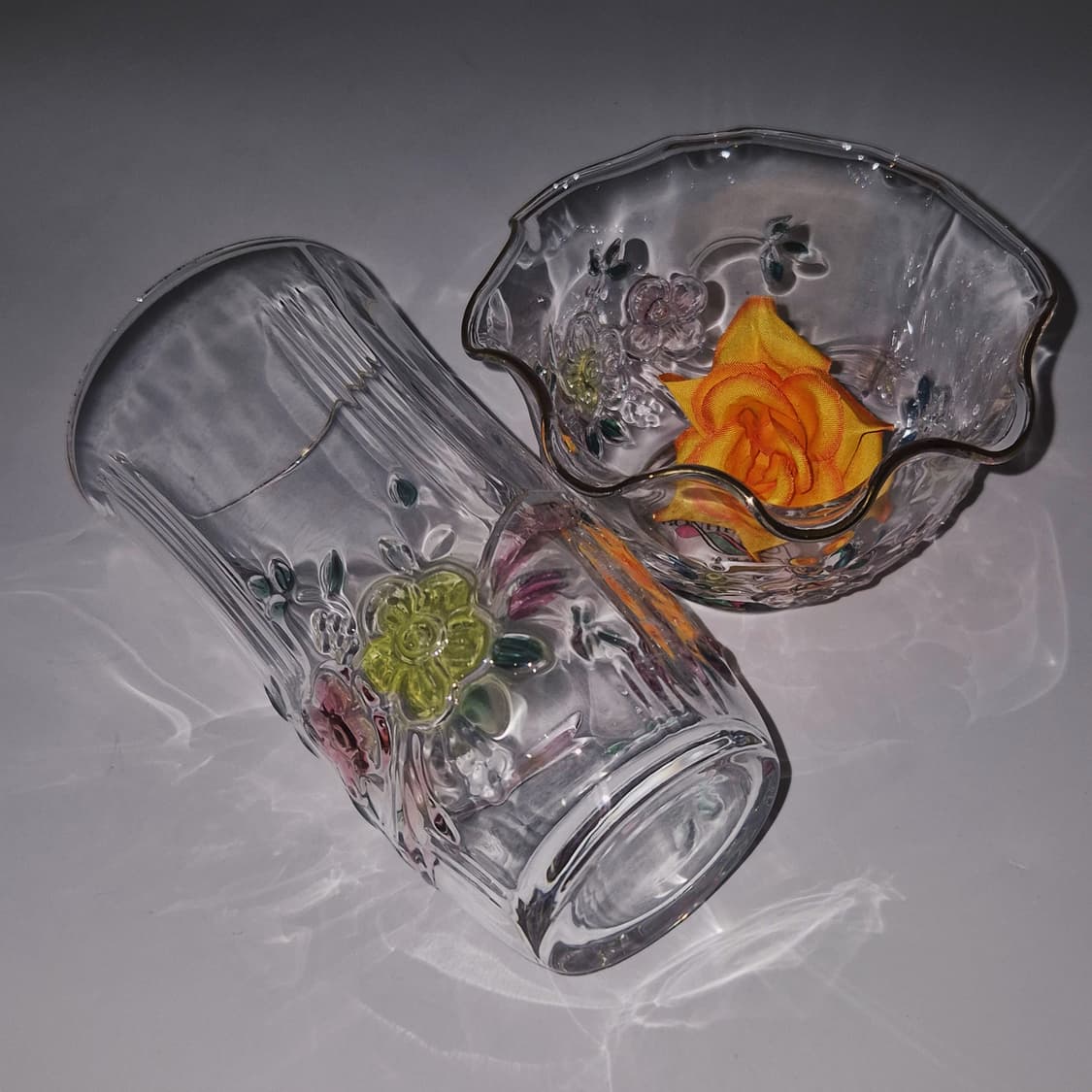 90s 아데리아 컬러 플라워 리본 글라스&볼 1세트 상품이미지7