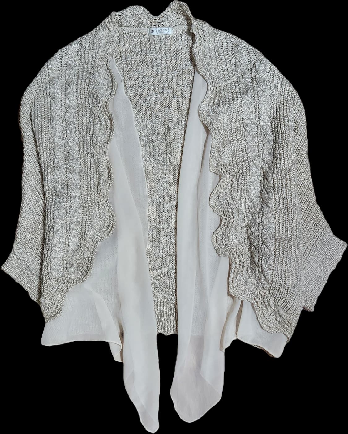 엑시즈팜 페어리 라떼갸루 베이지 케이프 니트 가디건 상품이미지1