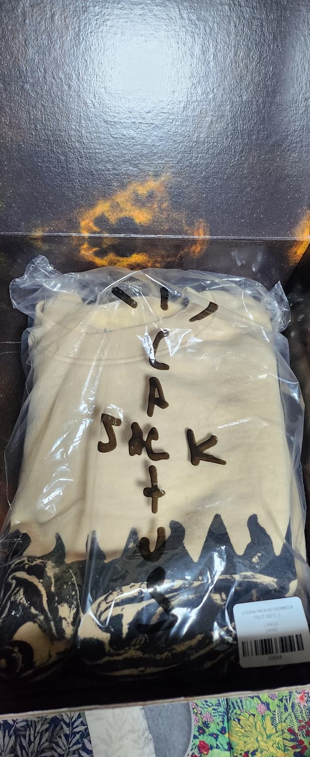 [L] 트래비스 스캇 머천 유토피아 베이지 맨투맨 캑터스 잭 상품이미지1