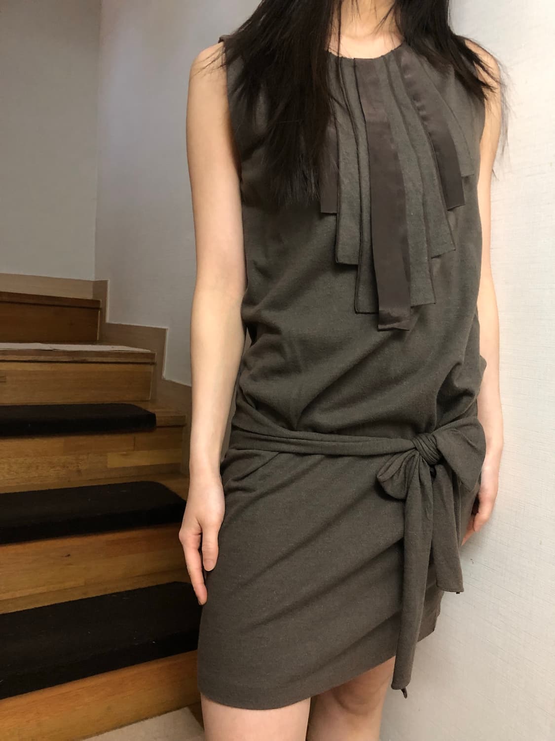 빈티지 브라운 카키 벨티드 원피스 상품이미지4