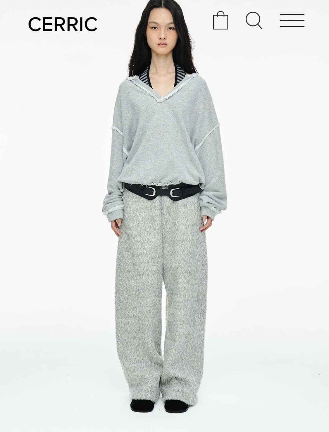 세릭 cerric 헤어리 와이드 팬츠  상품이미지1