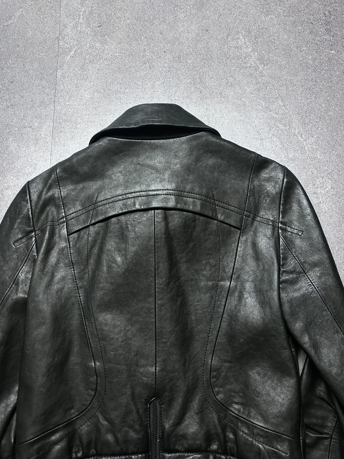 웨이브 사선 하이브리드 램스킨 자켓 상품이미지5