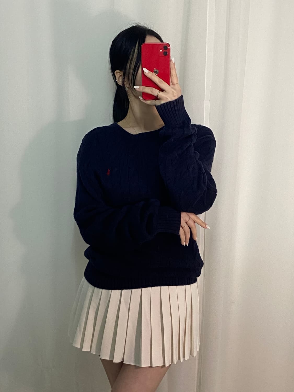 폴로 꽈배기 네이비 포니 니트 상품이미지2