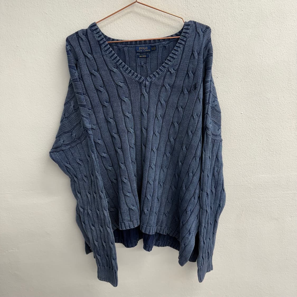 폴로 랄프로렌 오버핏 케이블 꽈배기 니트 스웨터 (XL) 상품이미지1