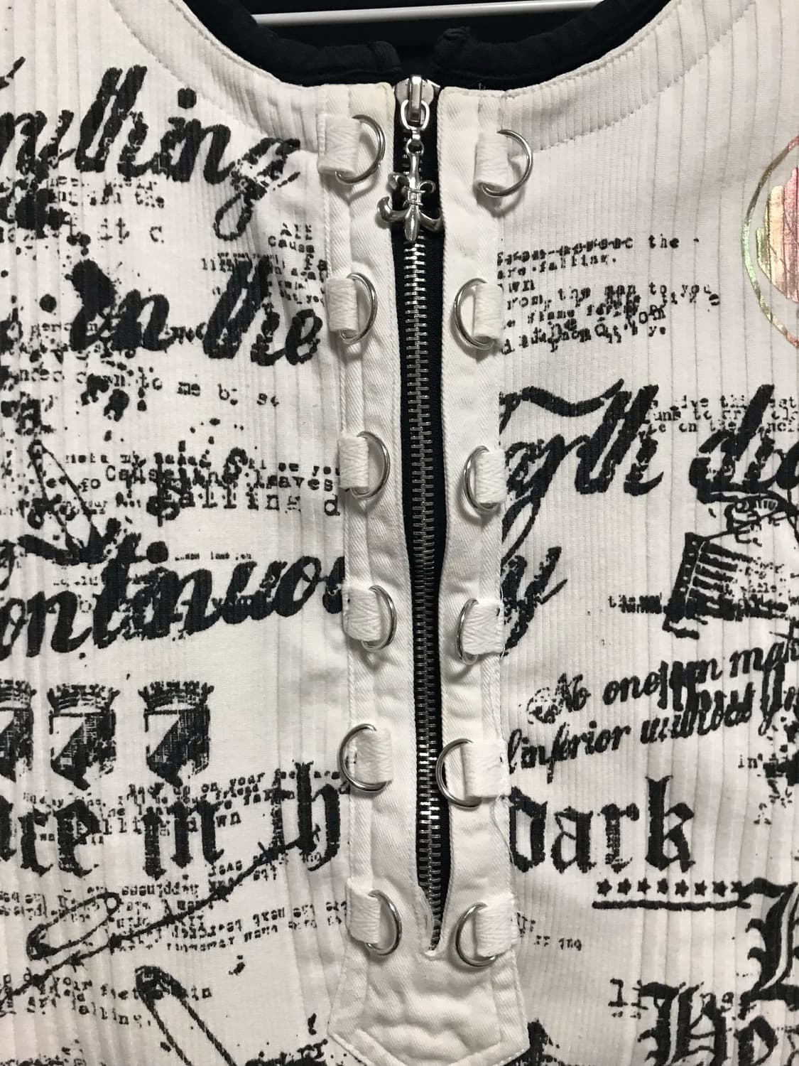 빈티지 펑크 아일렛 링 프린팅 골지 롱슬리브 탑 상품이미지2