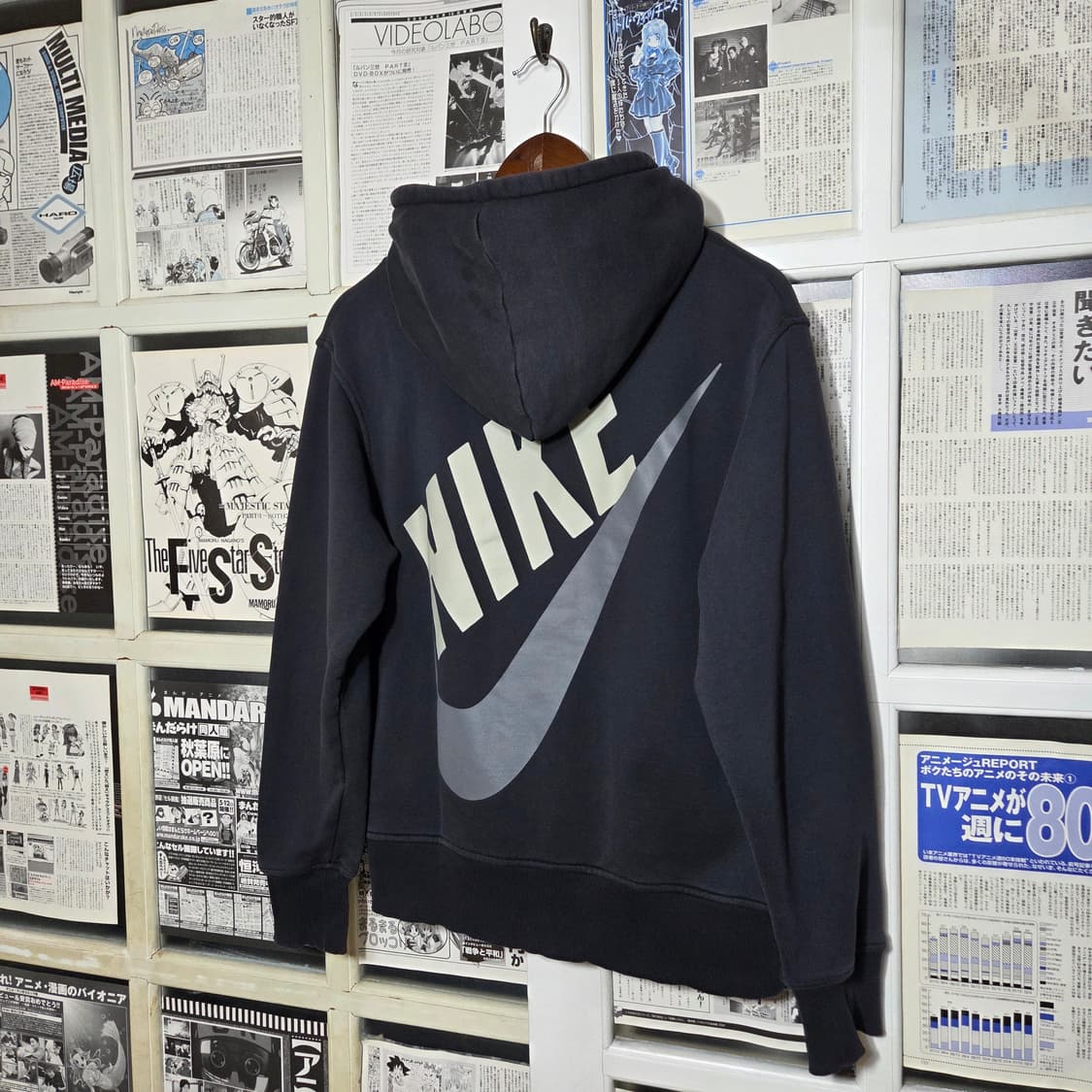 나이키 빅 로고 프린팅 블랙 후드집업 상품이미지1