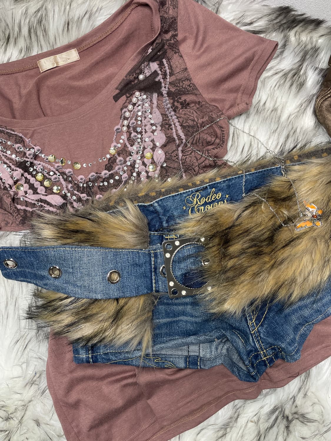 빈티지 커스텀 퍼벨트 로우라이즈 팬츠 상품이미지2