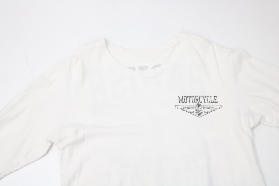 빈티지 모터사이클 그래픽 롱슬리브 티셔츠 화이트 (L) 상품이미지6