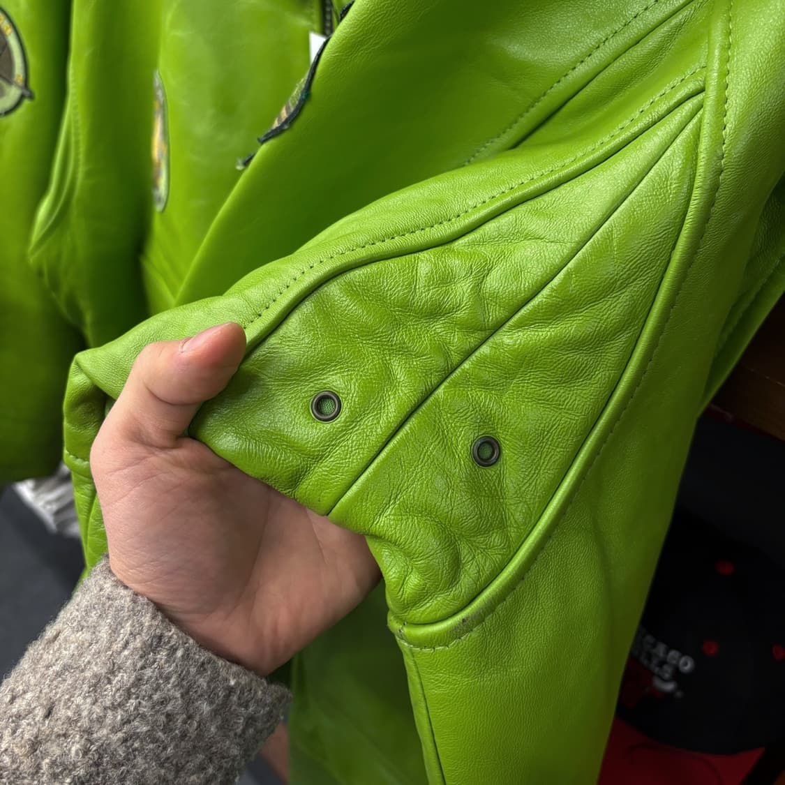 00s TOPGUN TYPE G-1 플라이트 레더 봄버자켓 그린 N526 상품이미지9