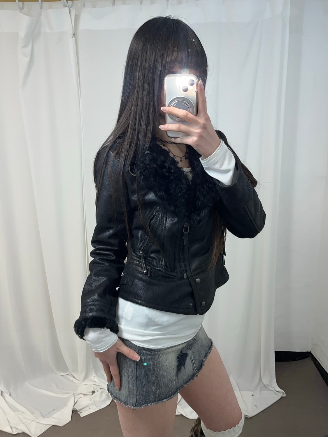 블랙 리얼 램퍼 무스탕 상품이미지10