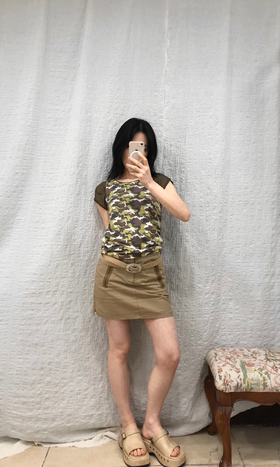 Camo see-through puff top 상품이미지5
