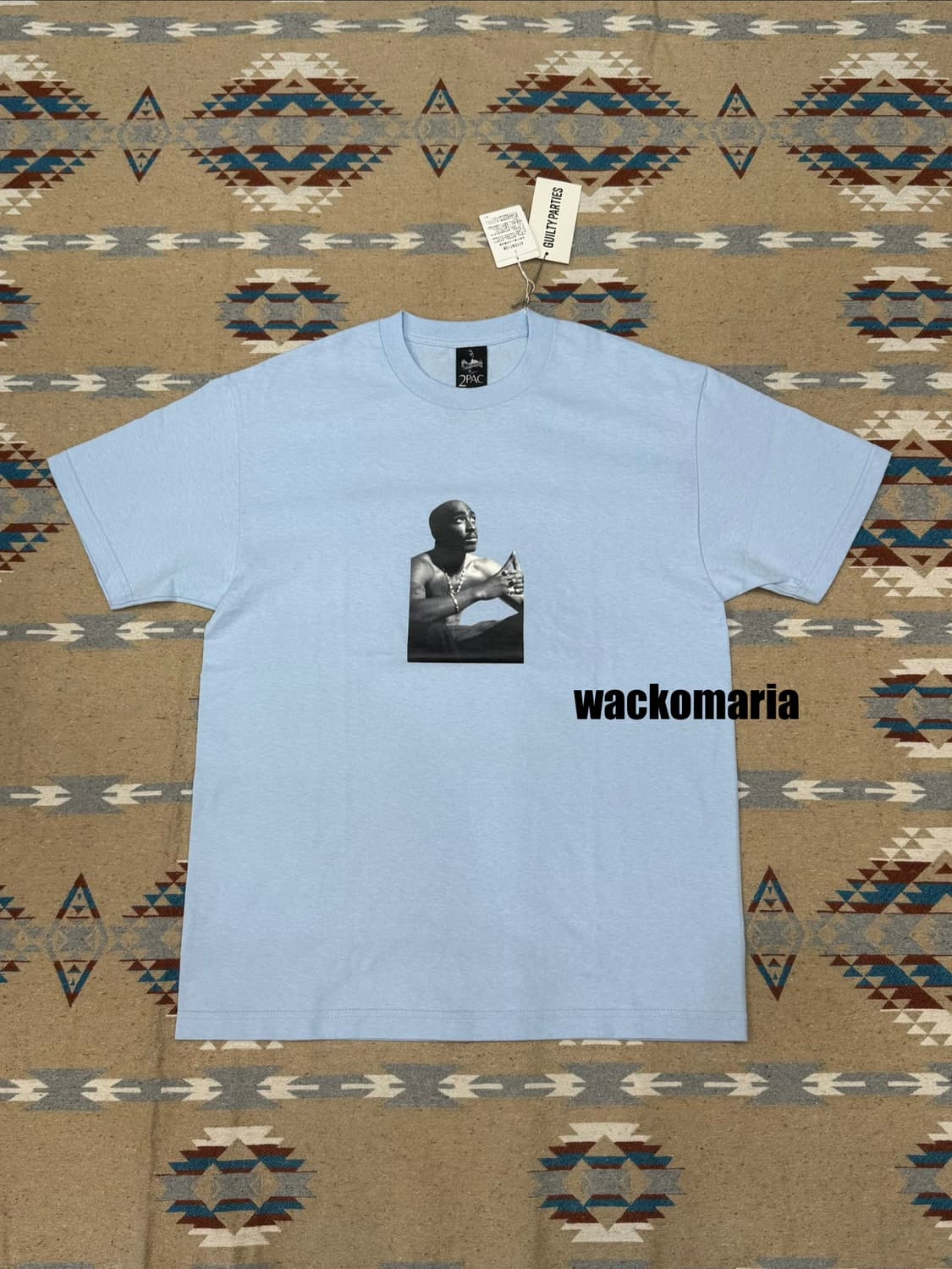 [L] 와코마리아 x 투팍 반팔 티셔츠 라이트 블루  상품이미지1