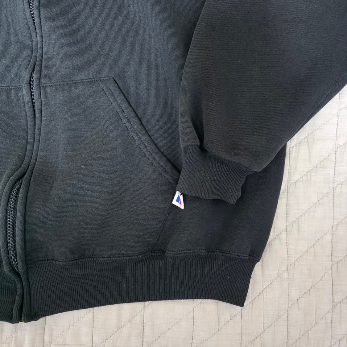 [XL] 90s USA 빈티지 러셀 애슬레틱 후드집업 블랙 나이스 페이딩 상품이미지2