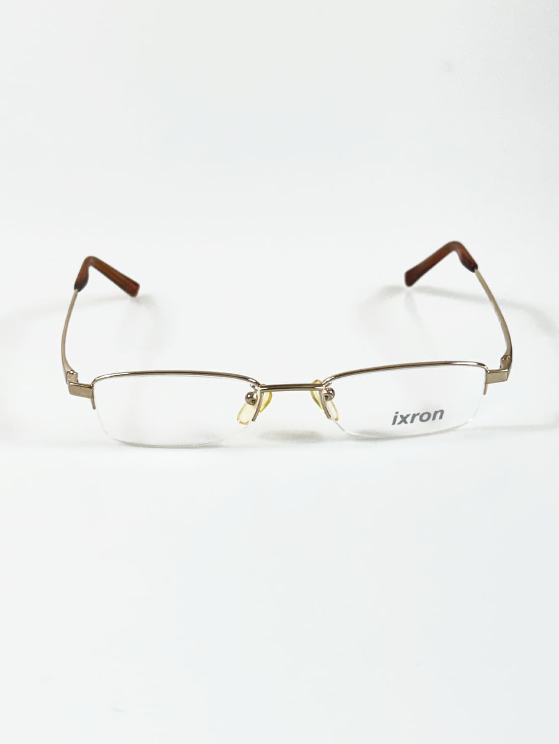 90s IXRON 골드 메탈 반무테 스퀘어 빈티지 안경 상품이미지1
