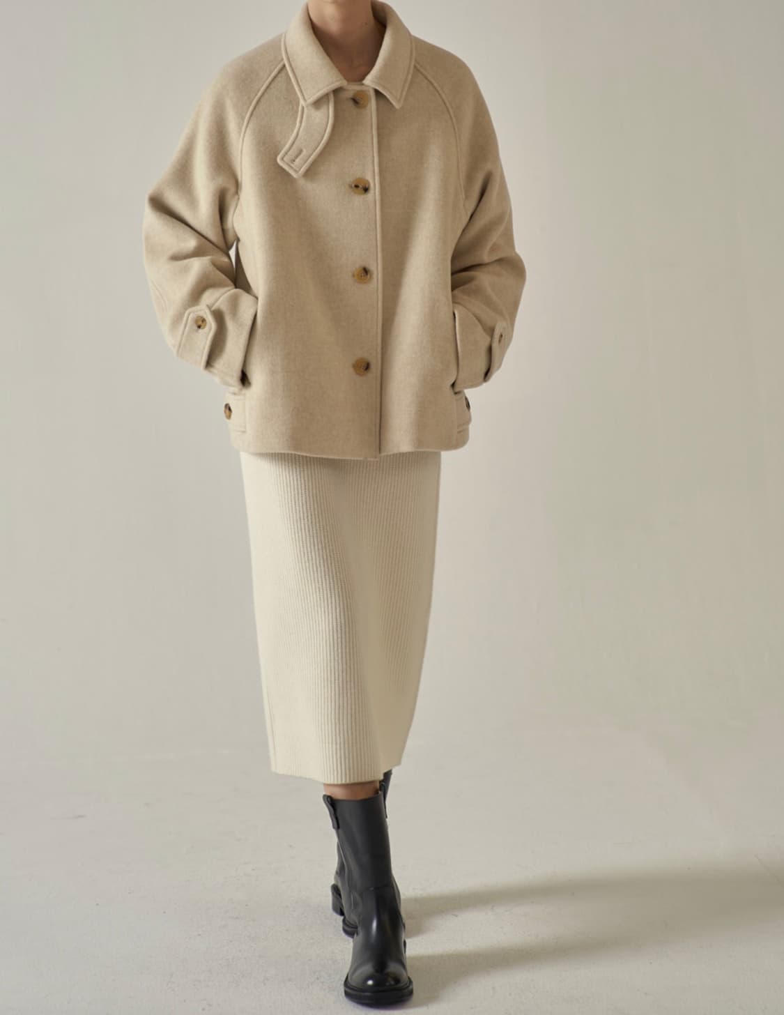 파사드패턴 캐시미어 하프코트 오트밀 S 상품이미지3