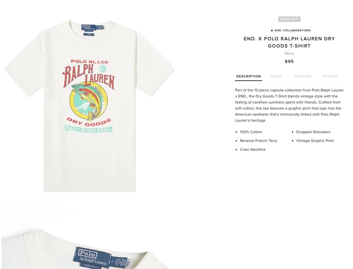 S 미개봉) 폴로 랄프로렌 X 엔드 피싱 반팔 티셔츠 체감 M L 100 상품이미지9