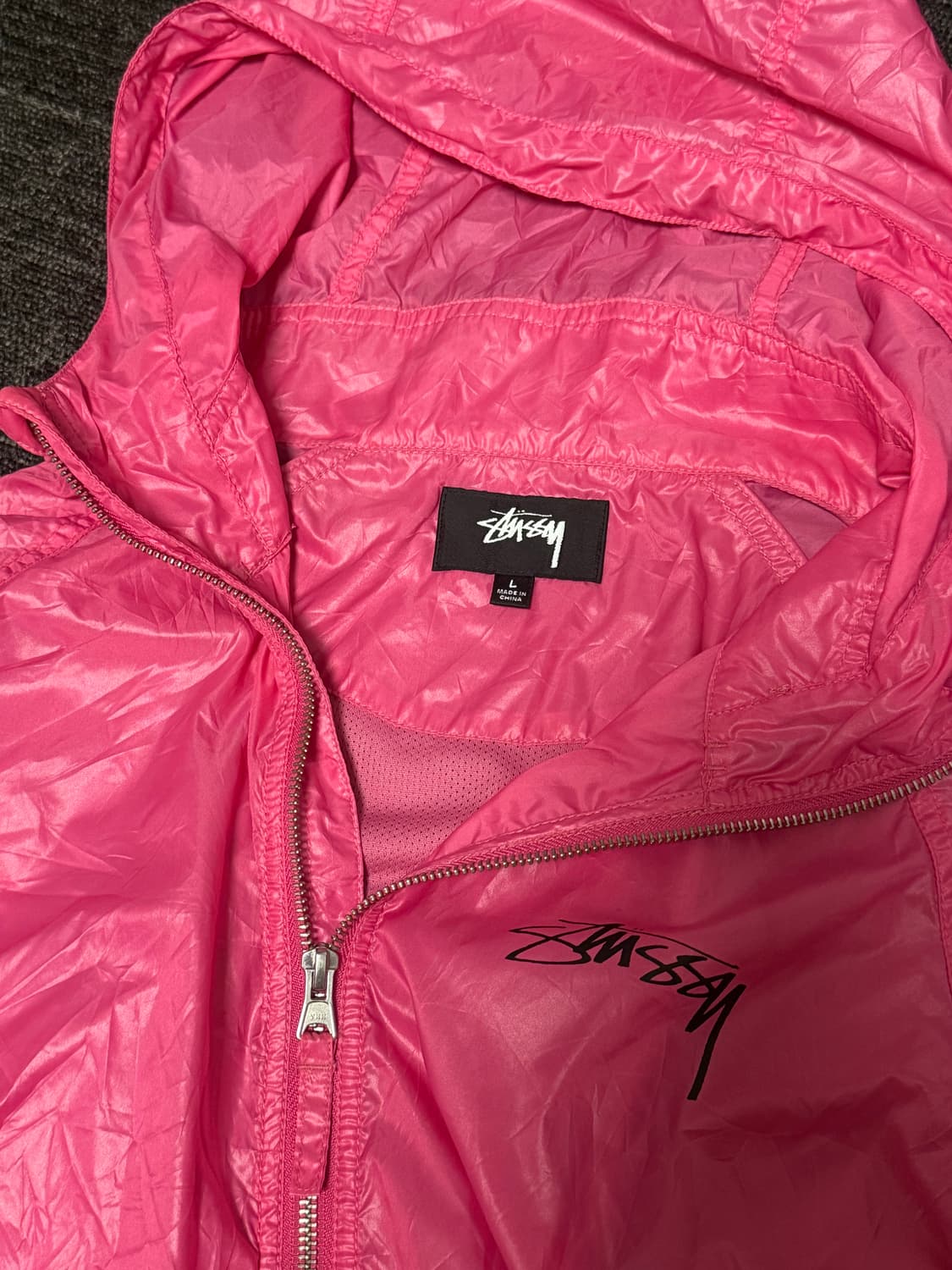[L] 스투시 비치 쉘 링클 나일론 자켓 마젠타 상품이미지2
