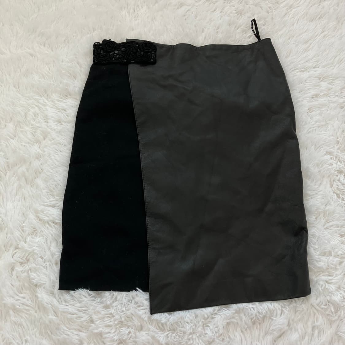 빈티지 블랙 레더 플라워 스커트 y2k 스트릿 갸루 펑키 일본빈티지650 상품이미지1