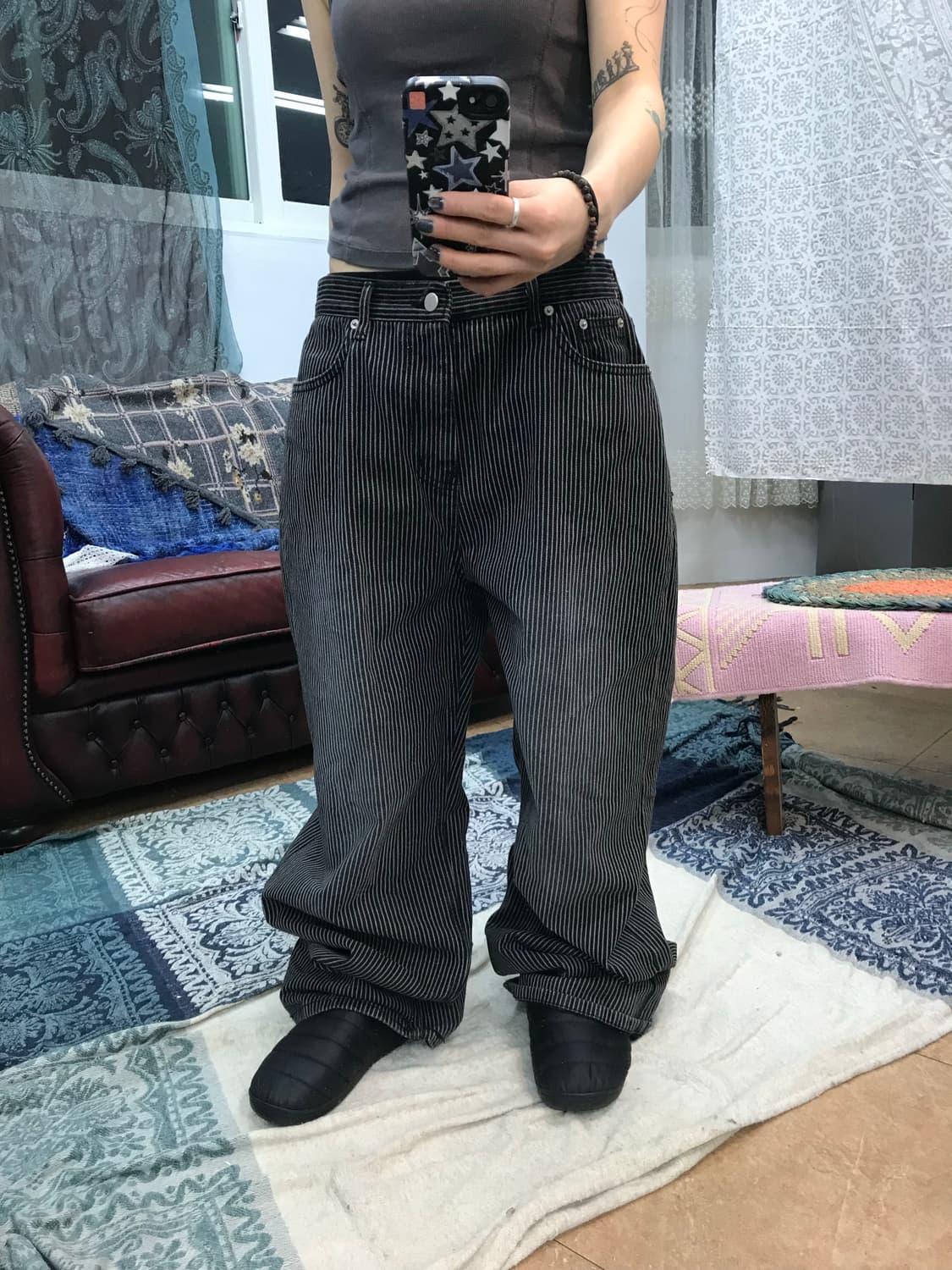 Develop 스트라이프 흑청 데님팬츠  상품이미지1