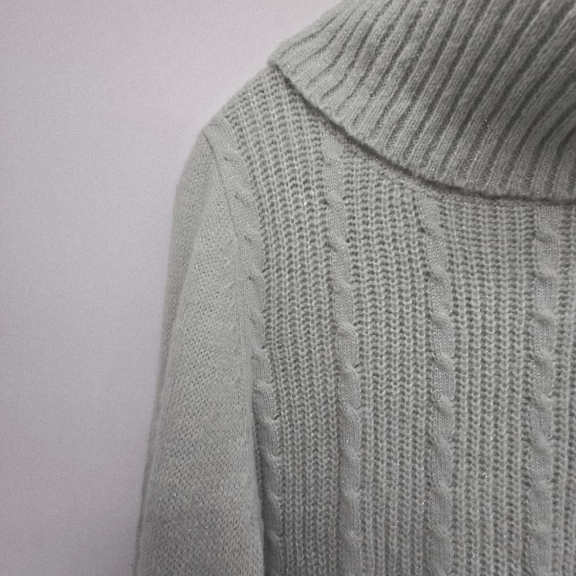 일본 빈티지 꽈배기 터틀넥 니트 스웨터 민트 상품이미지6