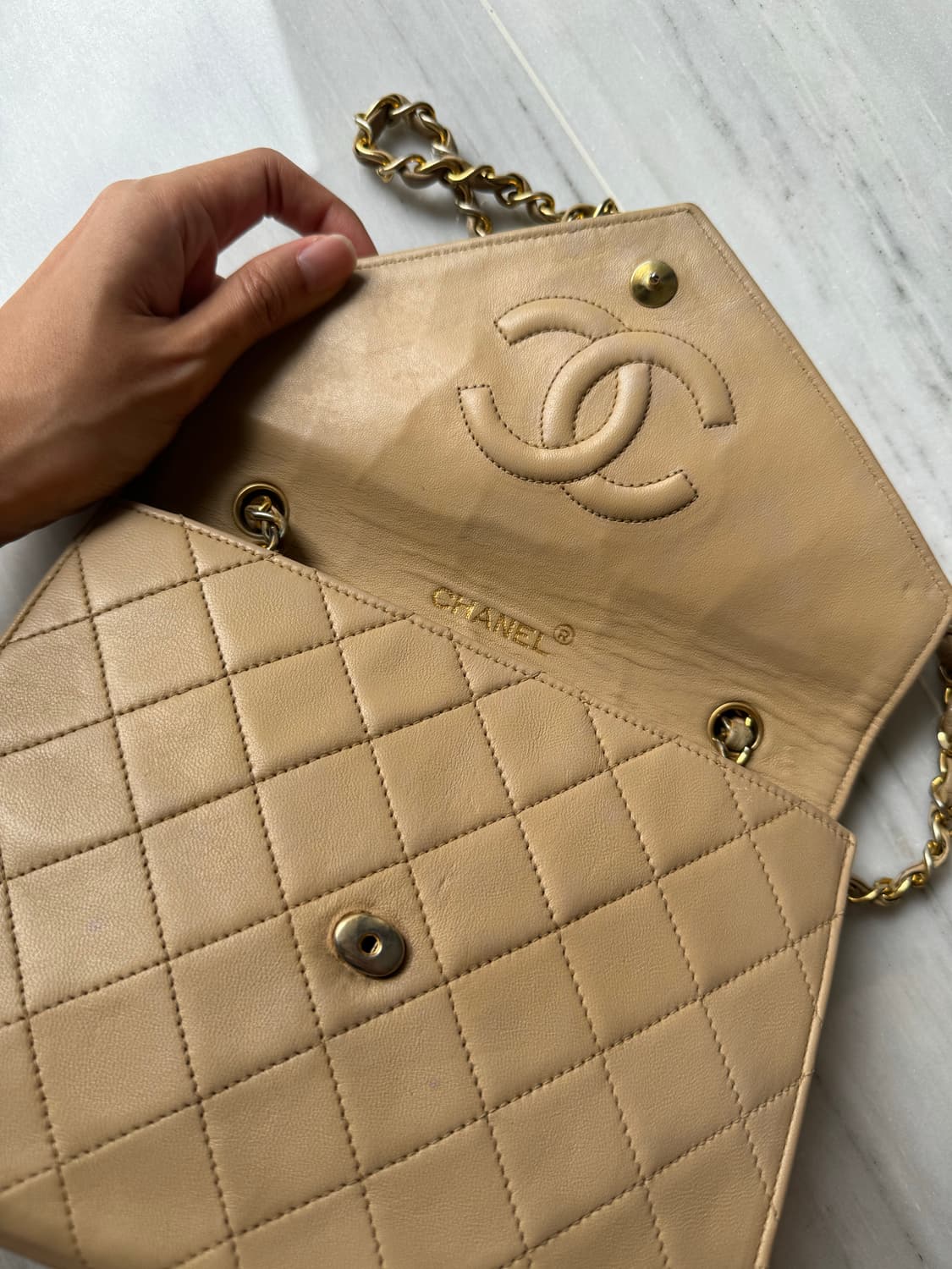 샤넬 빈티지 엔빌로프 숄더 크로스백 베이지 상품이미지8
