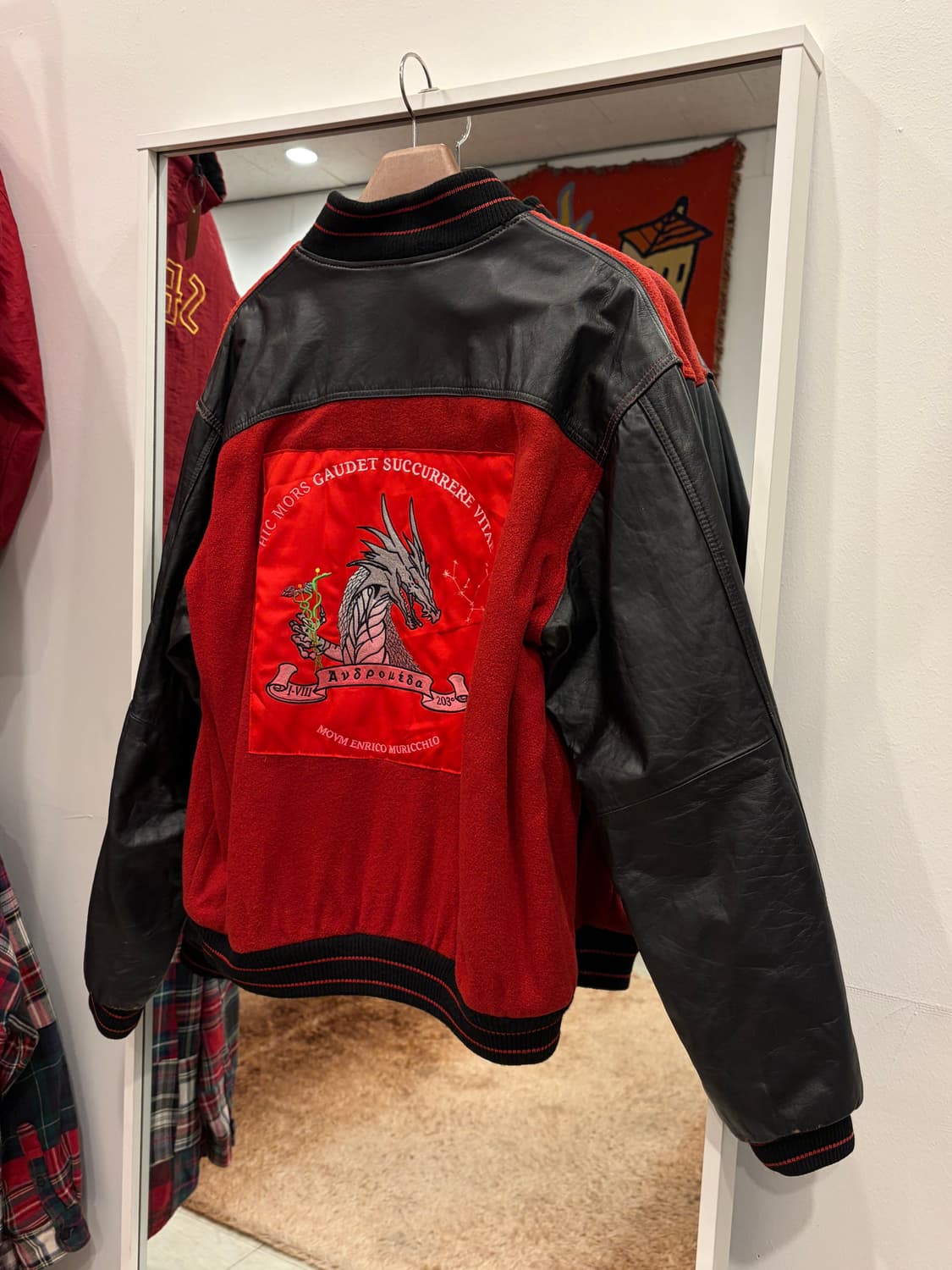 90s Trader Bay 빈티지 ALASKA 리얼레더 울 바시티 자켓 상품이미지4