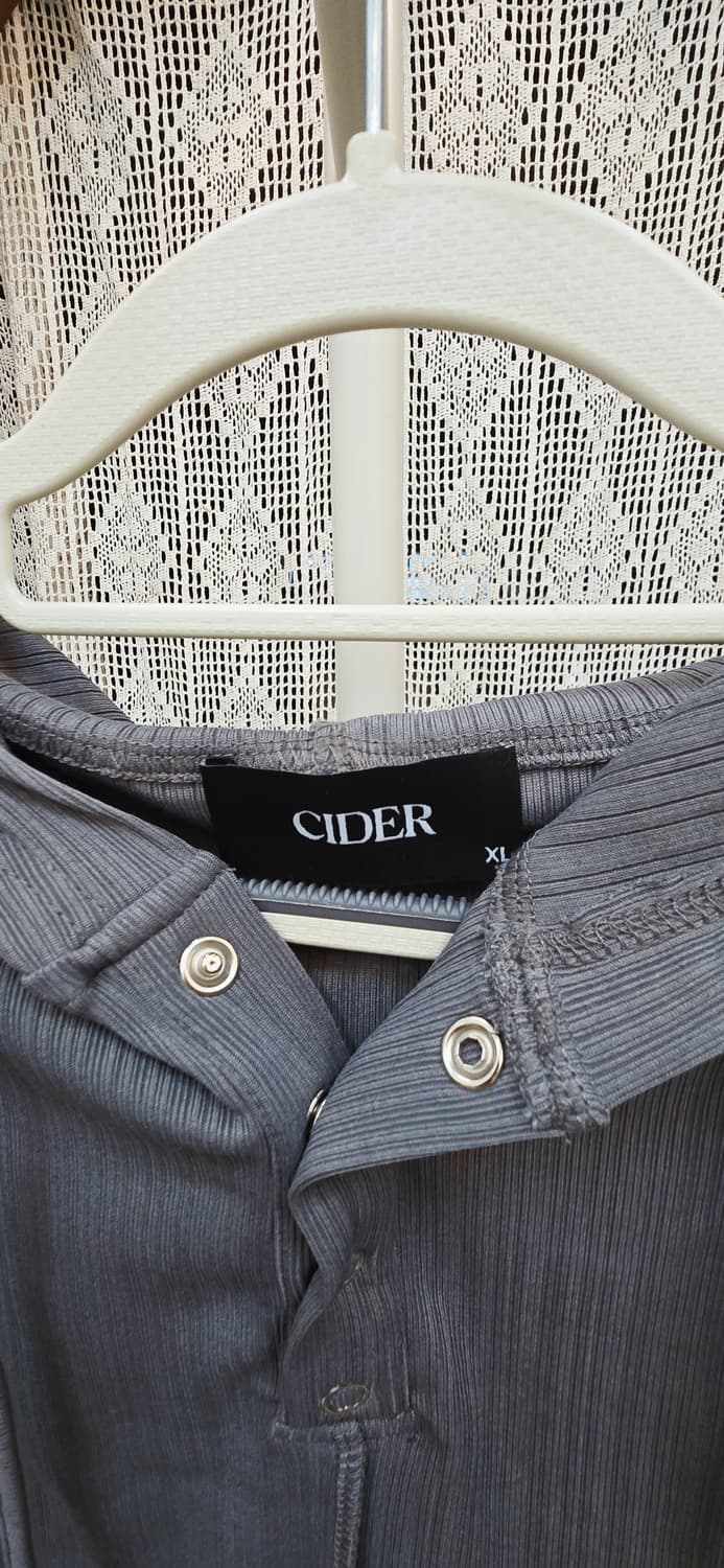 xl(55~77)CIDER샵사이다 크롭 후드 반팔 골지티 그레이 슬림핏 상품이미지5