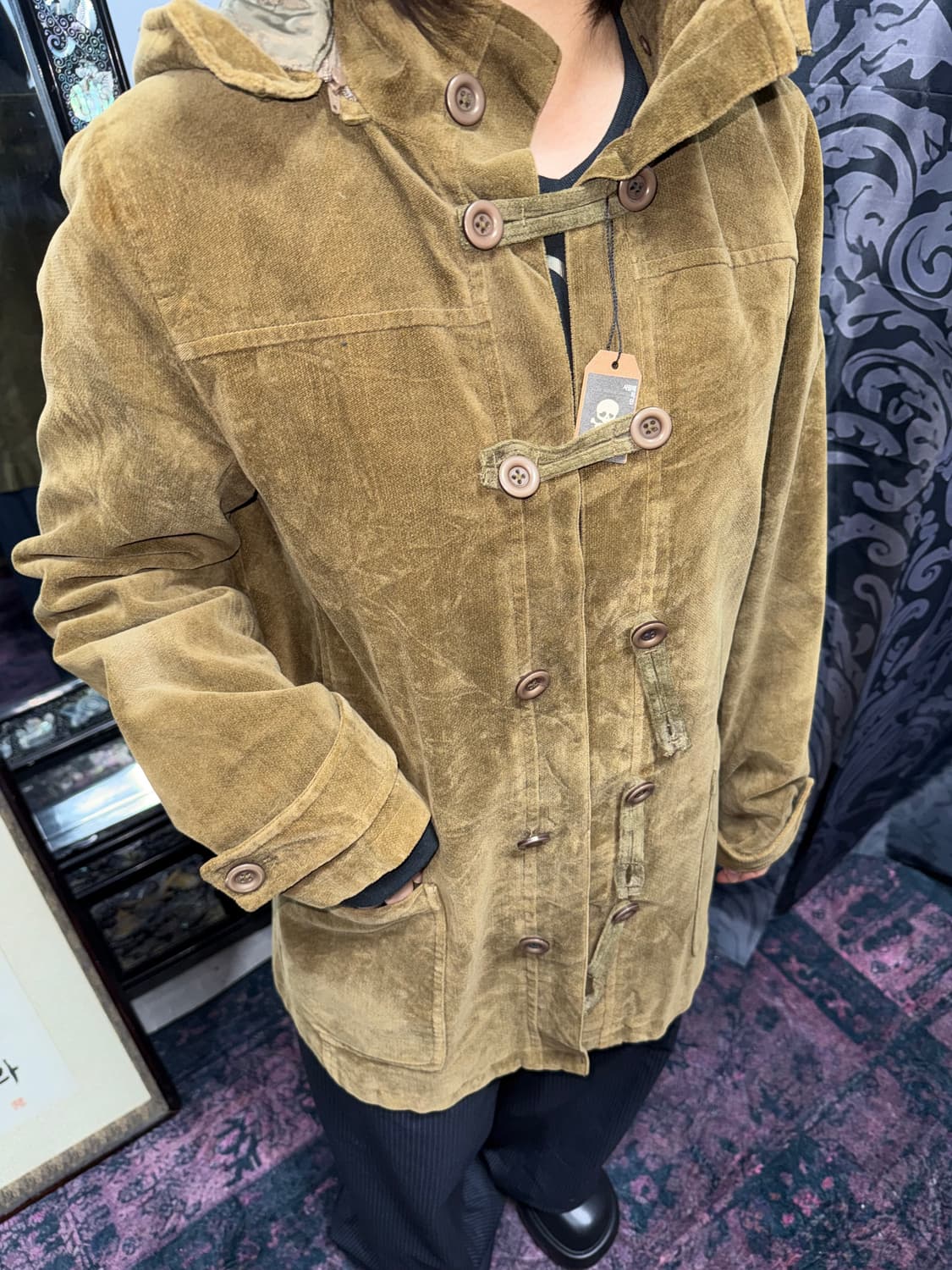 토글 버튼 포인트 벨벳 자켓 상품이미지3