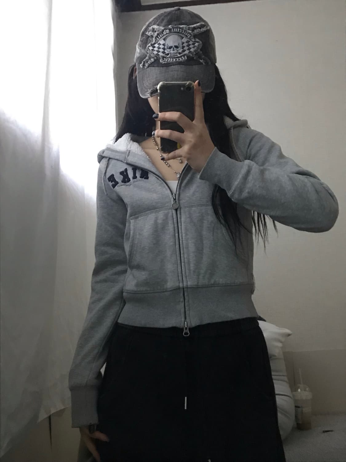 나이키 그레이 투웨이 퍼후드집업 상품이미지5