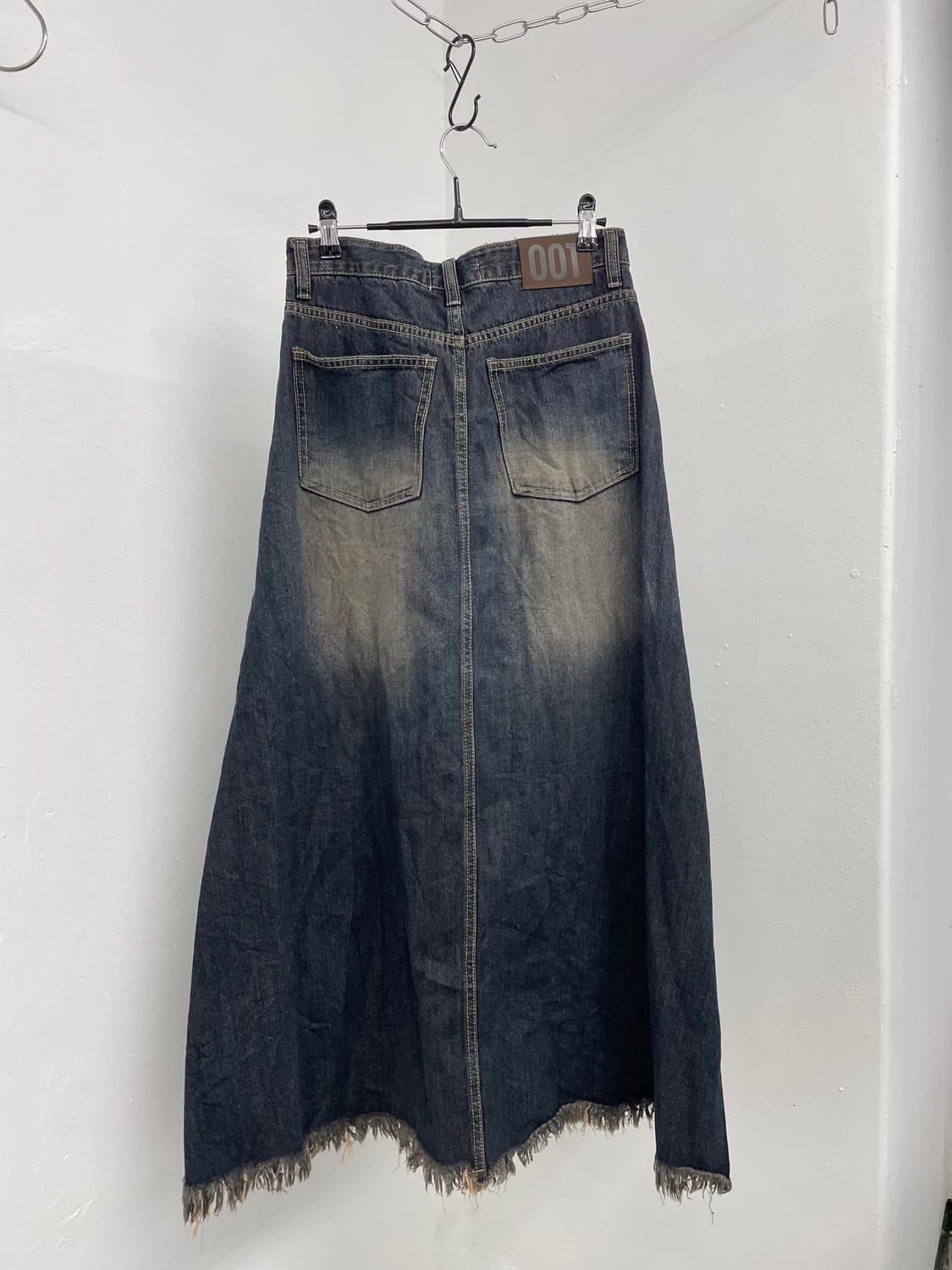 그런지 워싱 데님 롱스커트 상품이미지6