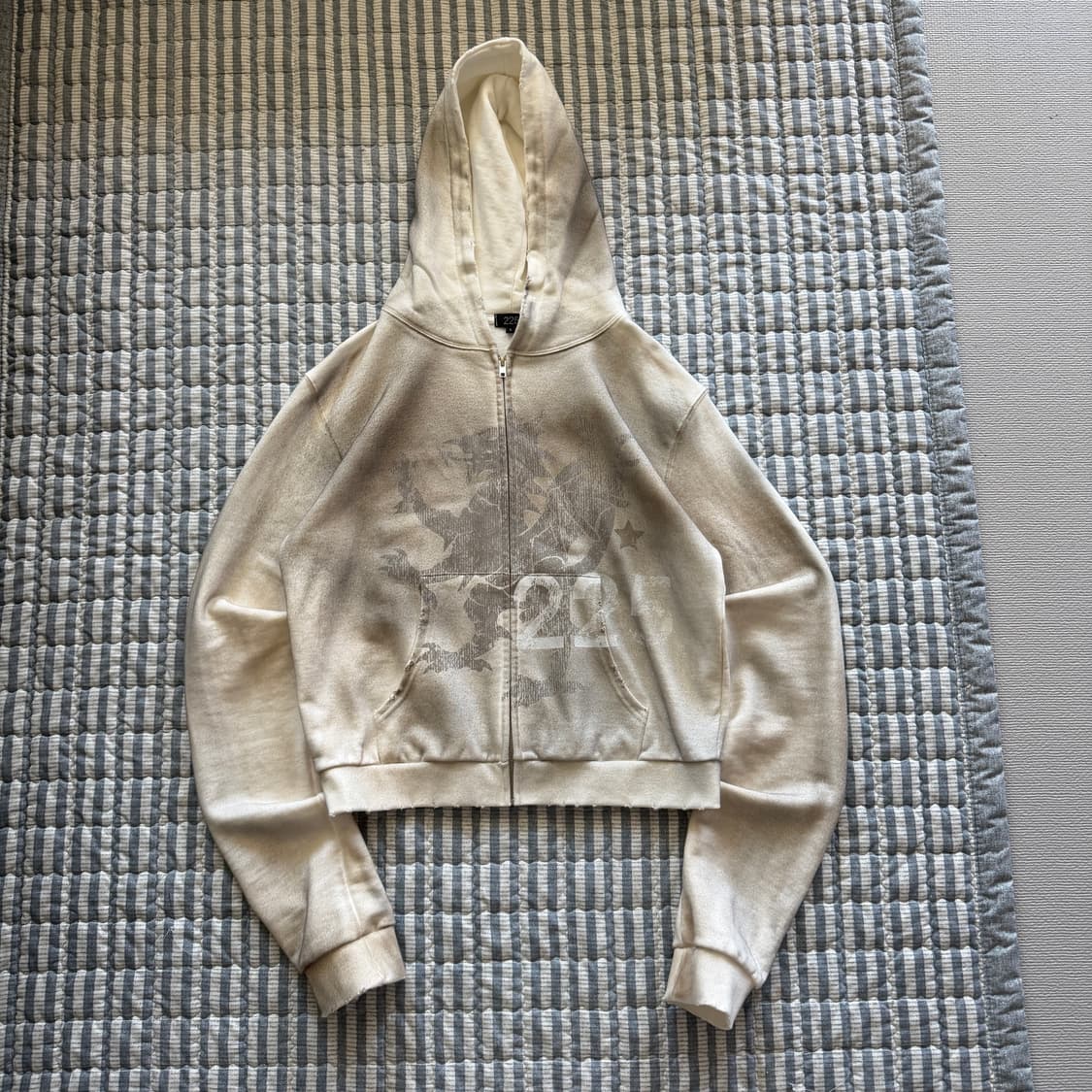 225 washed dragon crop hoodie zip-up 상품이미지1