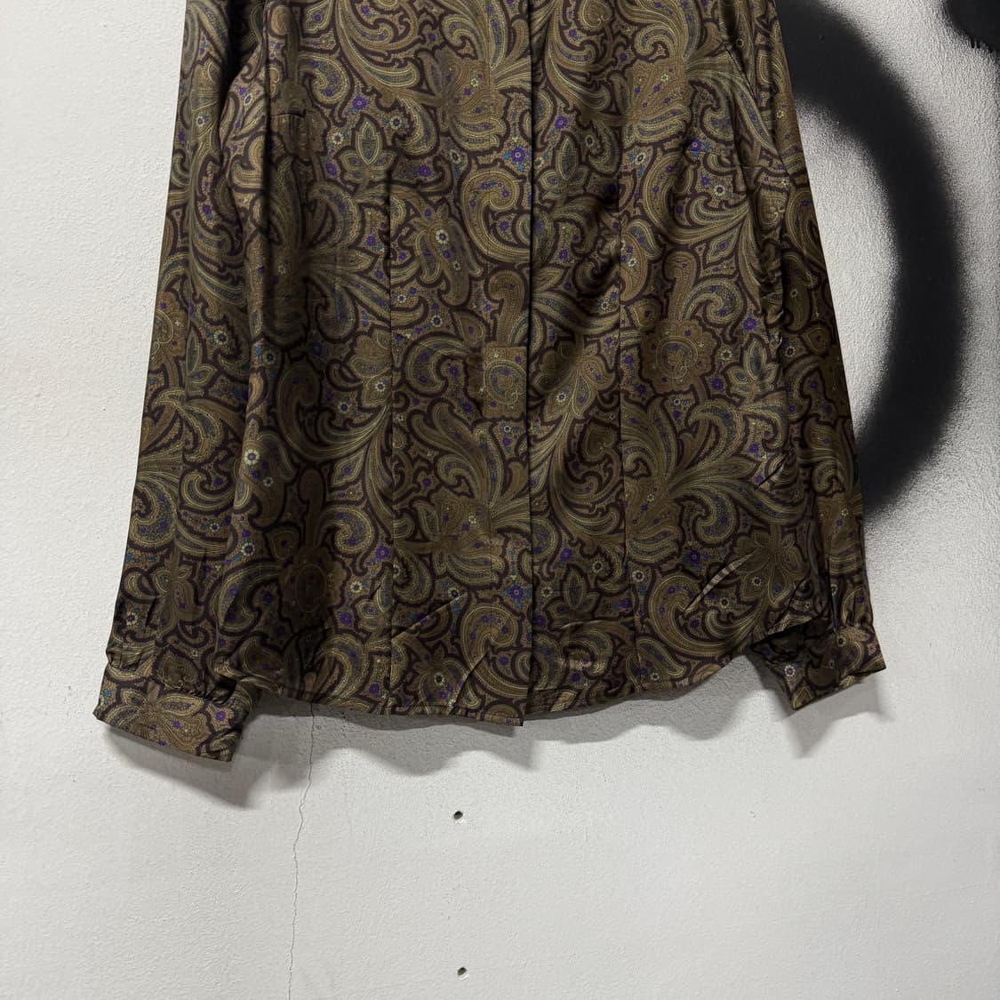 VTG 빈티지 실크 페이즐리 패턴 핀턱 긴팔 셔츠 상품이미지4