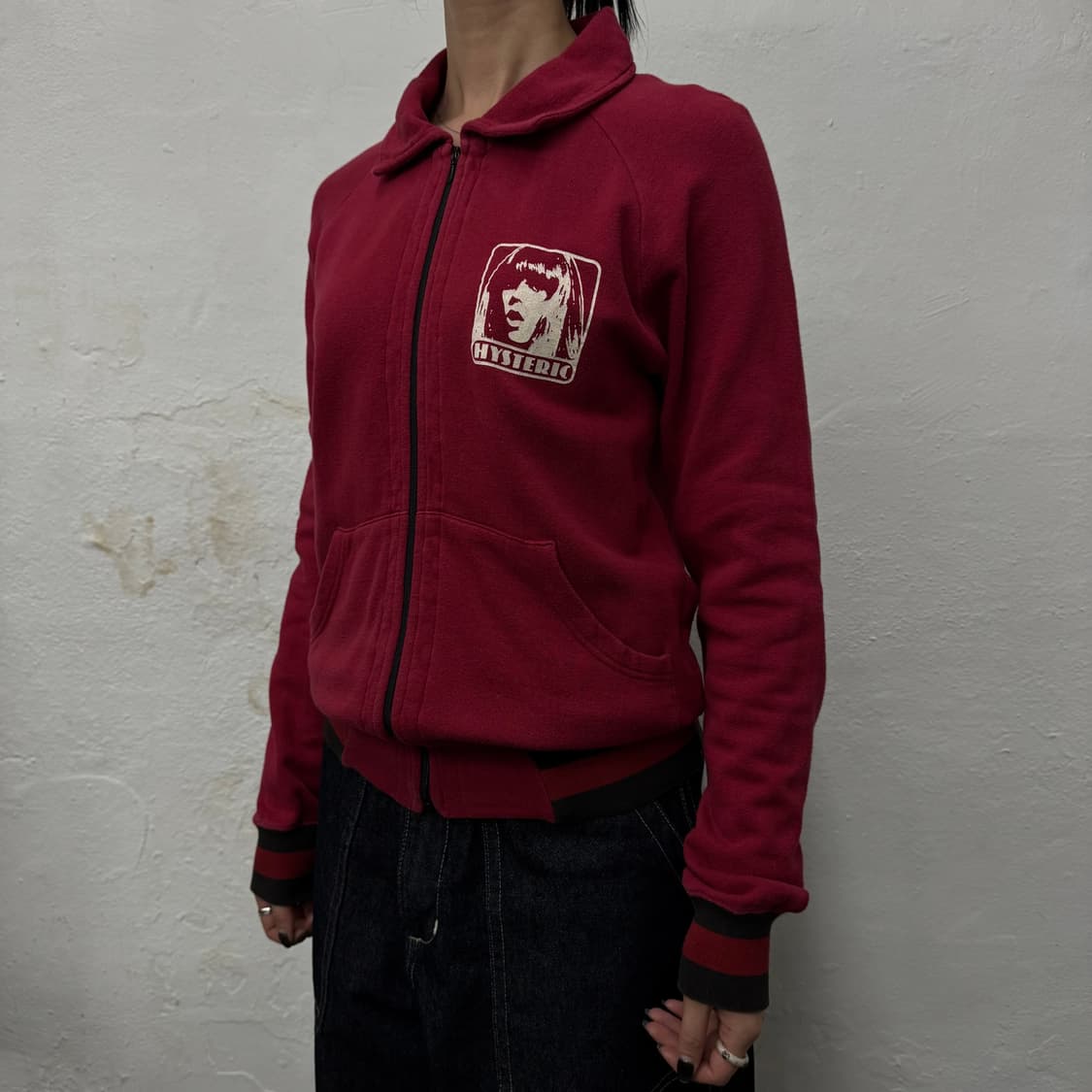 히스테릭글래머 레드컬러 히스테릭걸 박스 로고 코튼 스웨트 집업 자켓 상품이미지1