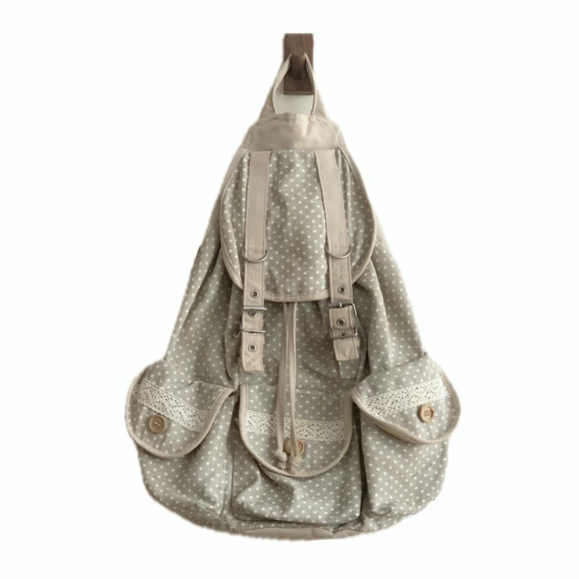 [빈티지] 모리걸 도트 레이스 쓰리포켓 백팩 상품이미지1