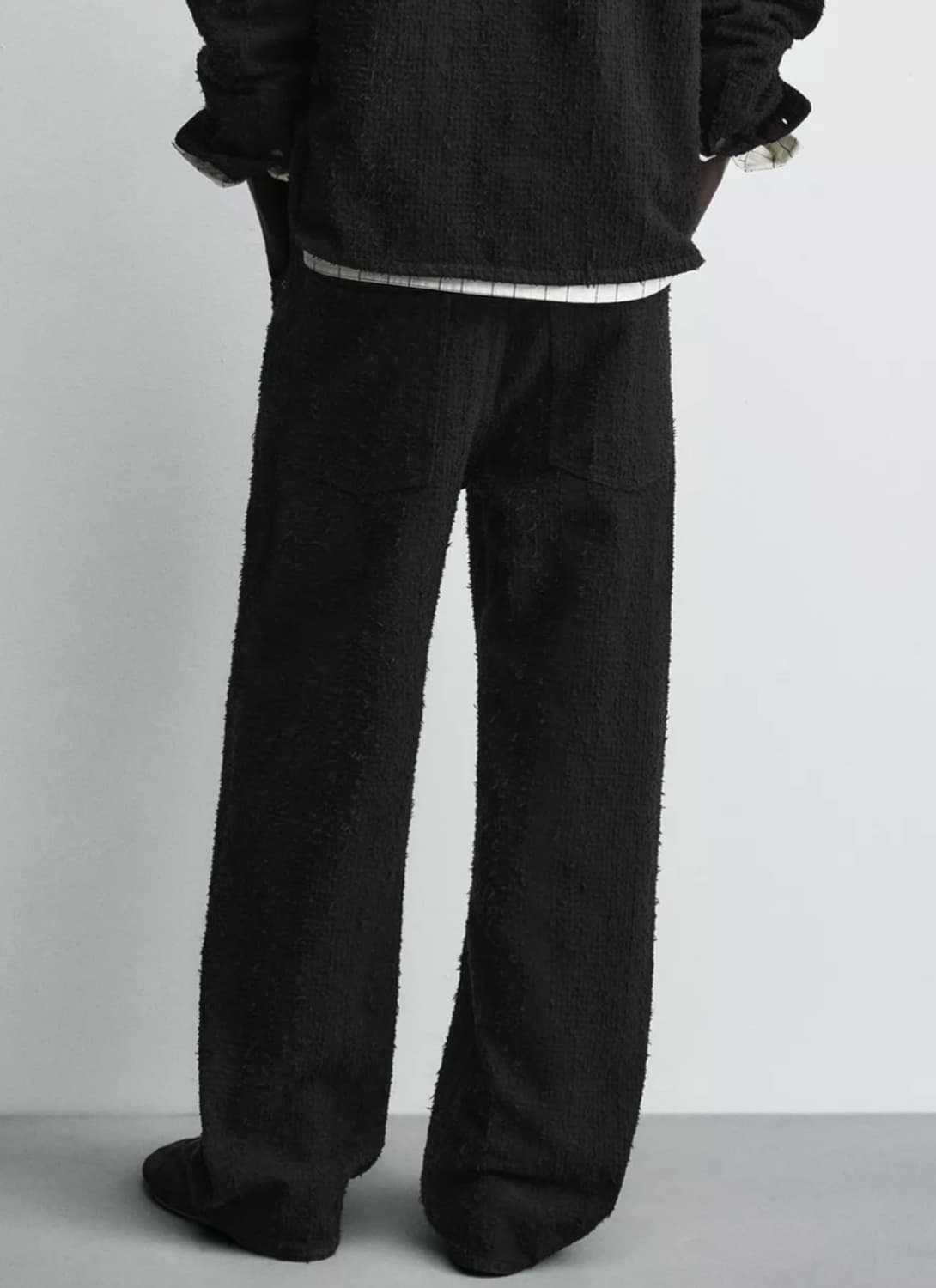 자라 자카드 릴렉스드핏 블랙 팬츠  상품이미지3