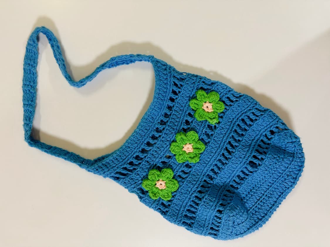 핸드메이드 빈티지 그물 플라워 니트백 상품이미지1