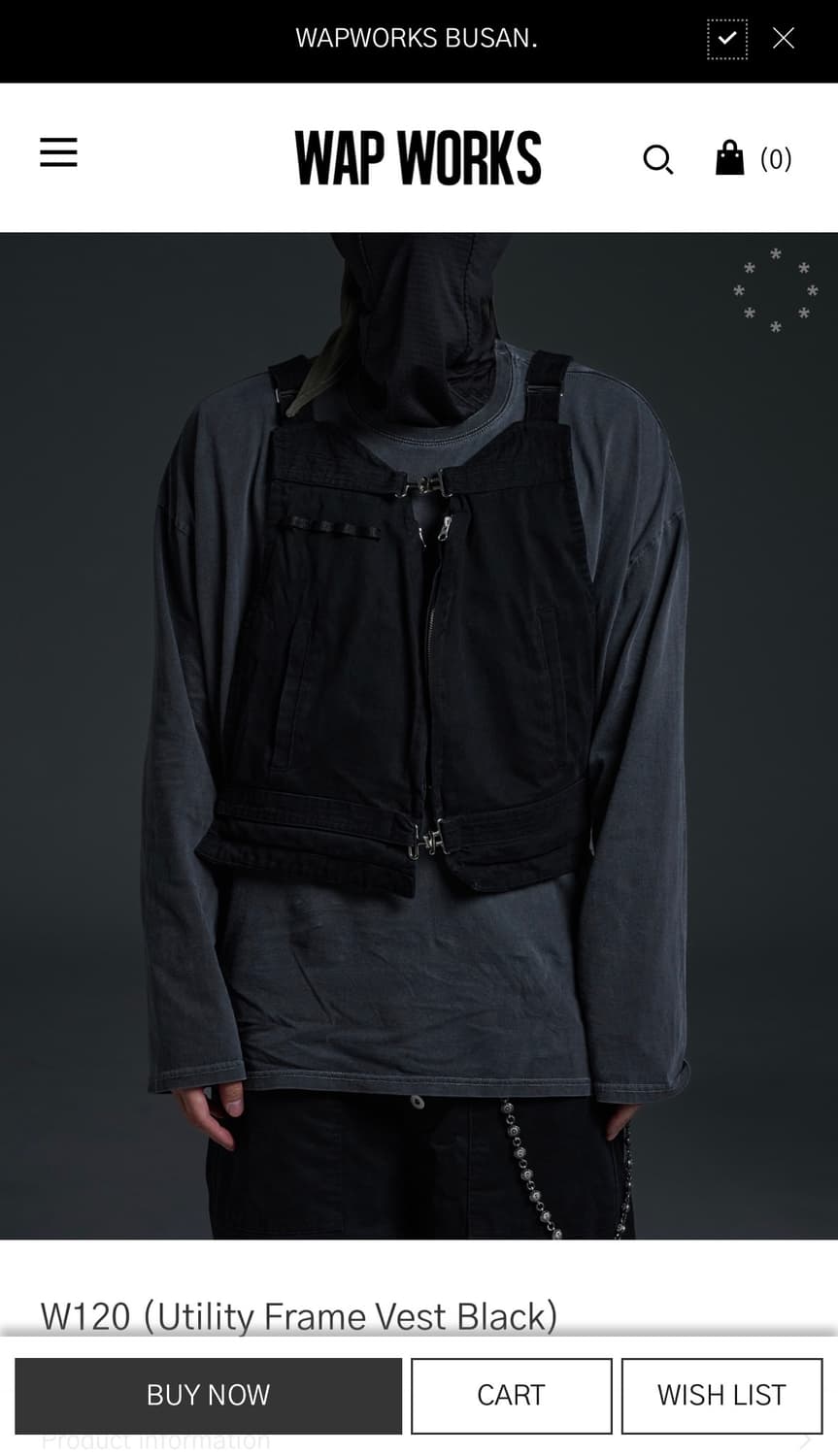 wapworks W120 (Utility Frame Vest Black) 상품이미지1
