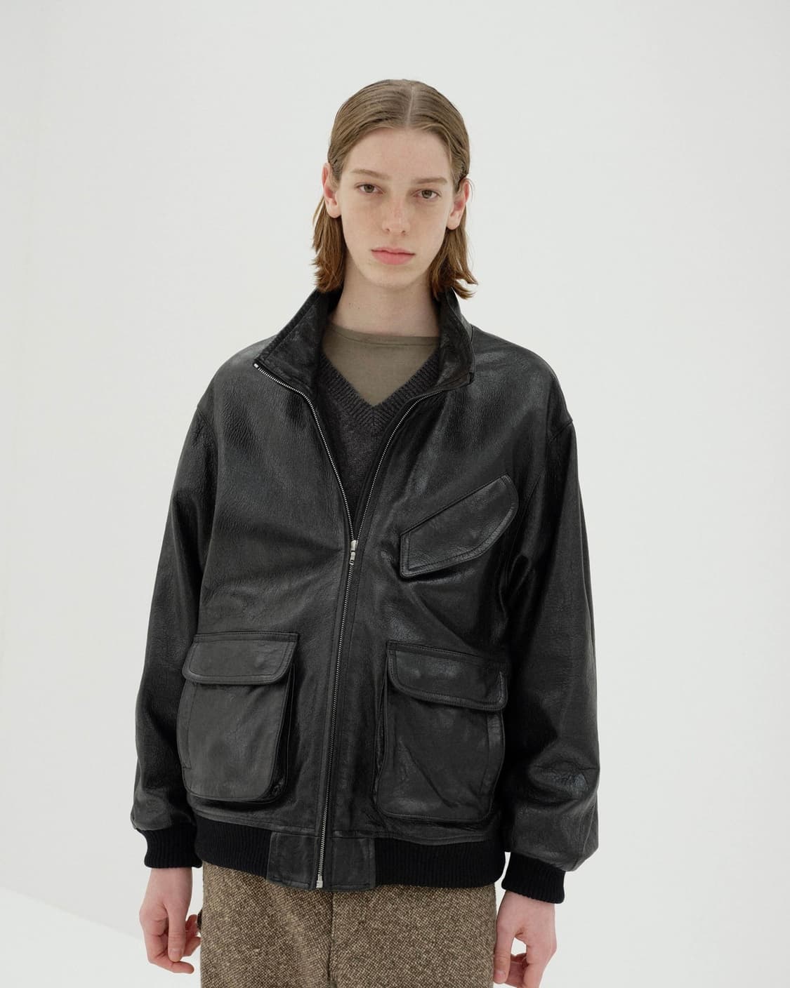 25aw Auralee 오라리 램 레더 집 블루종 lamb leather 상품이미지3