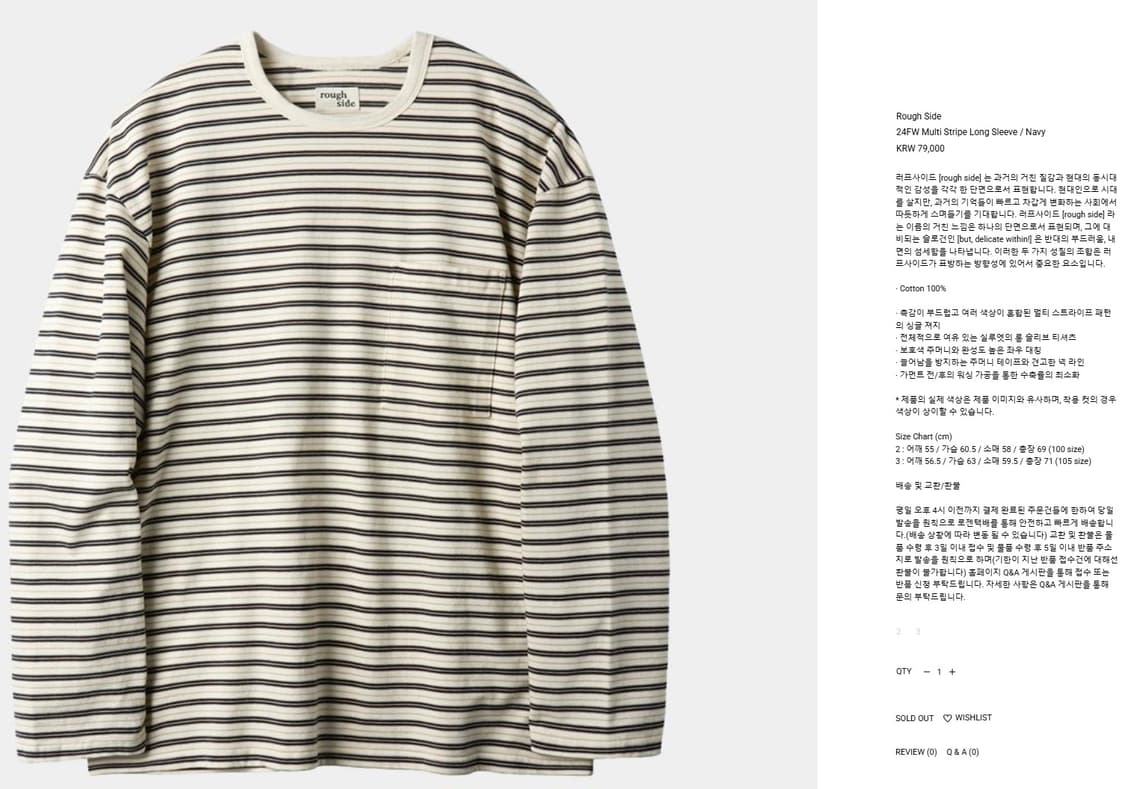 러프사이드 멀티 롱슬리브 네이비 2 상품이미지2