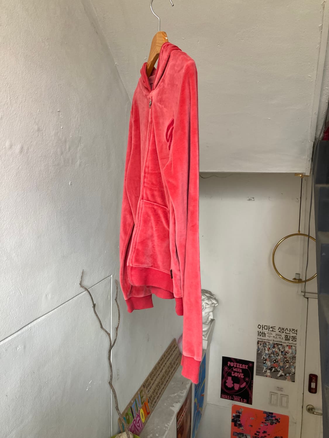 y2k 빈티지 벨벳 후드집업 상품이미지4