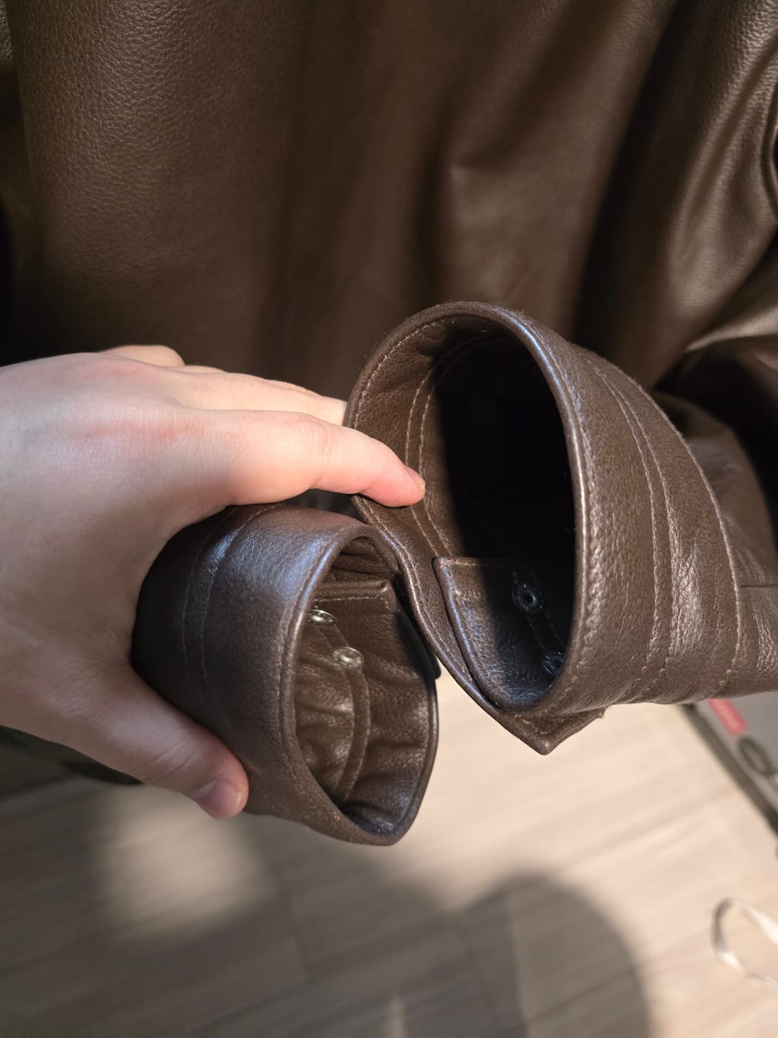 도프제이슨 워시드 티 코어 레더 싱글 자켓 브라운 XL 소가죽 상품이미지8