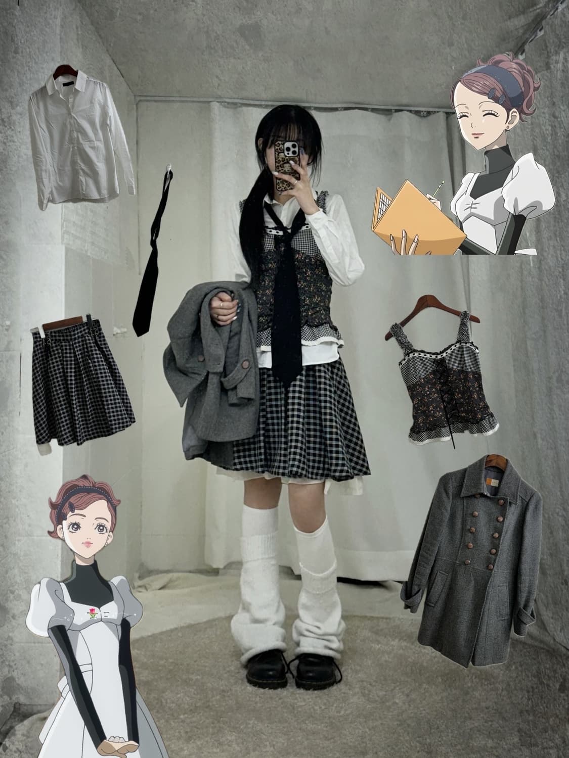 바디라인 무채색 러블리 하치깔 니혼진 코디세트 상품이미지1