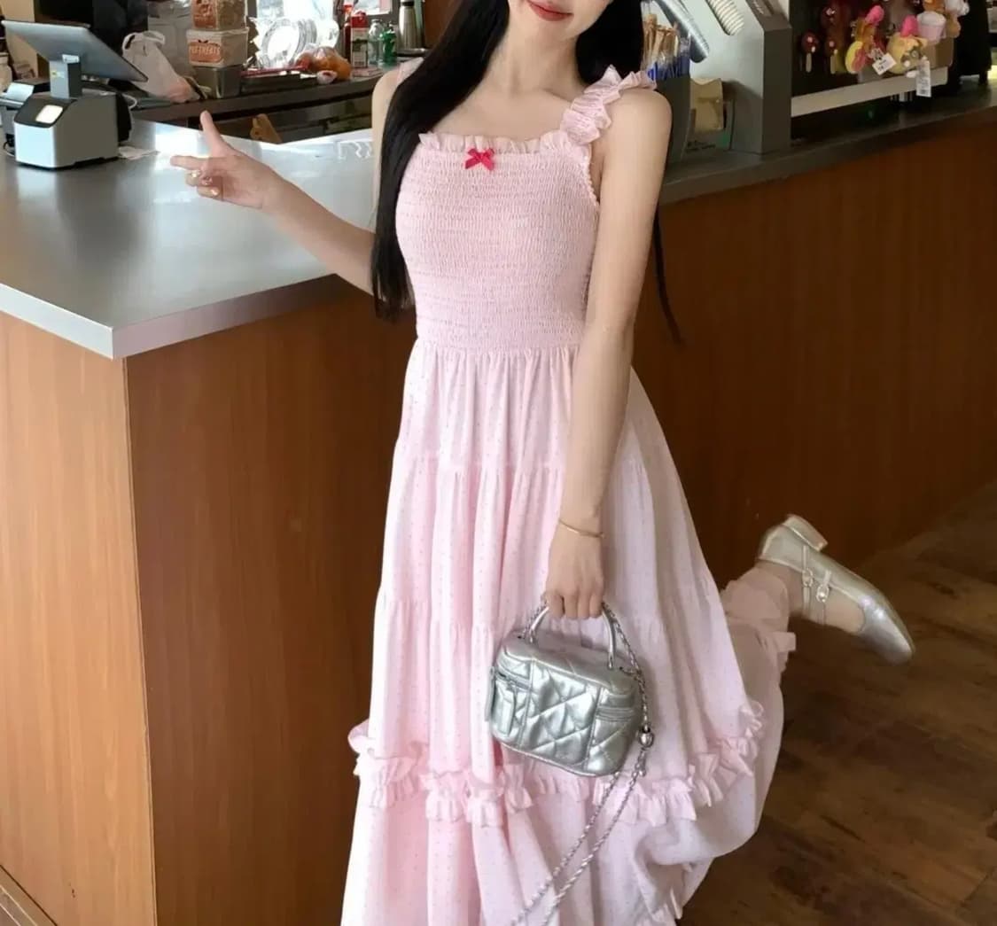 핑크 롱원피스 상품이미지2