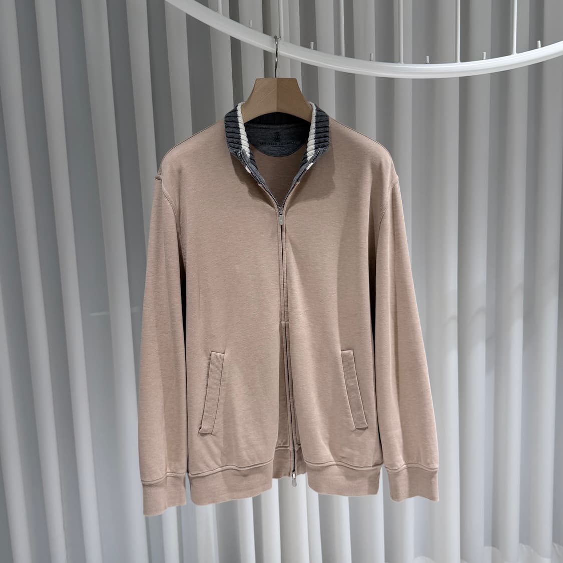 (A+/L) / 브루넬로쿠치넬리 하이넥 집업 니트 블루종 자켓 베이지 상품이미지3