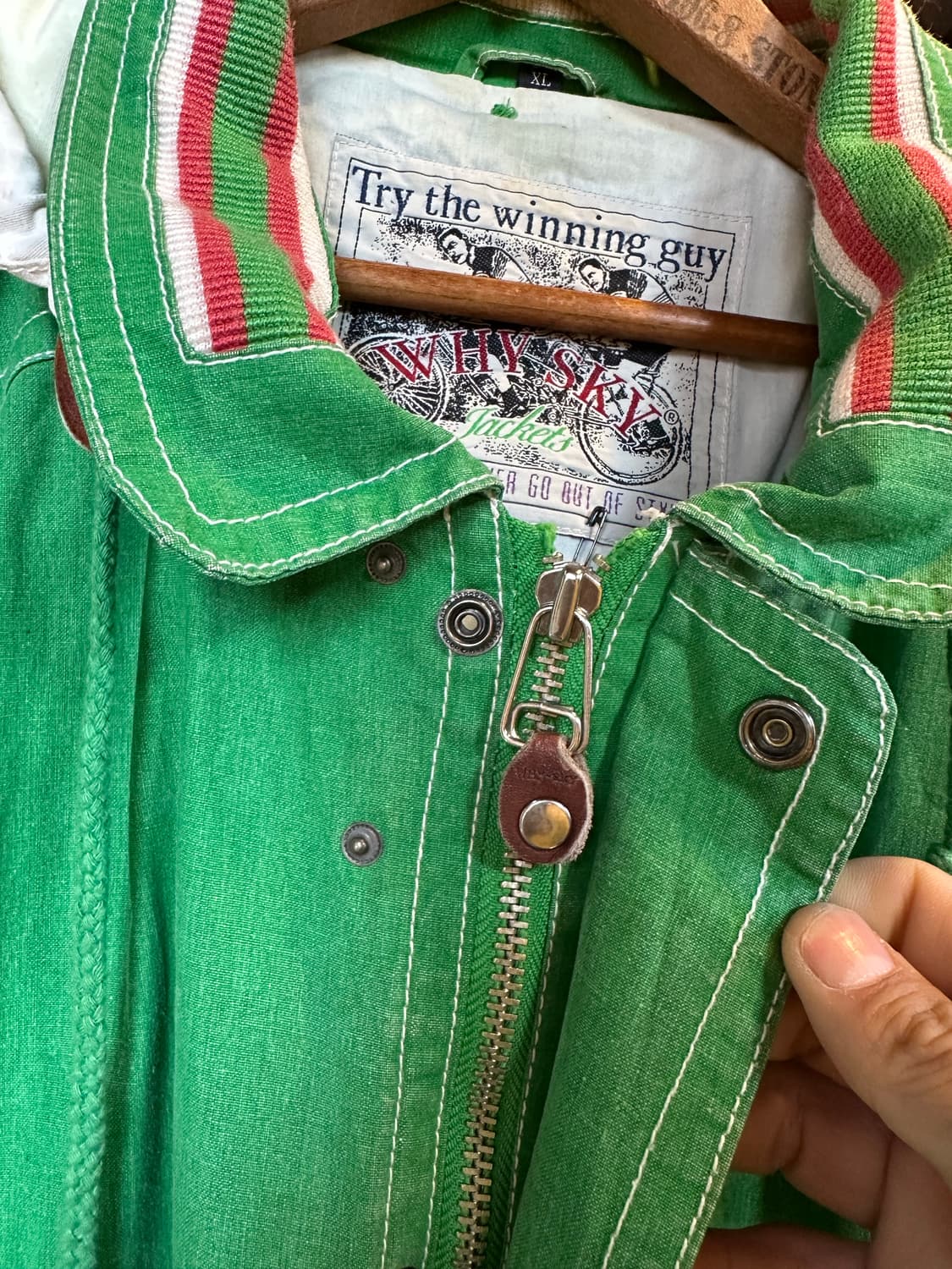 90s Why Sky 후드 바시티 자켓 상품이미지5