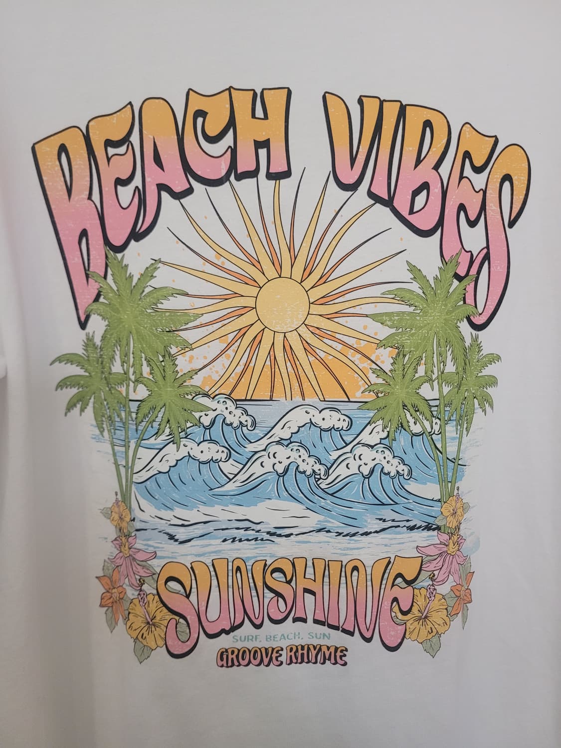 그루브라임 비치 바이브 반팔 티셔츠 화이트 S사이즈 상품이미지3